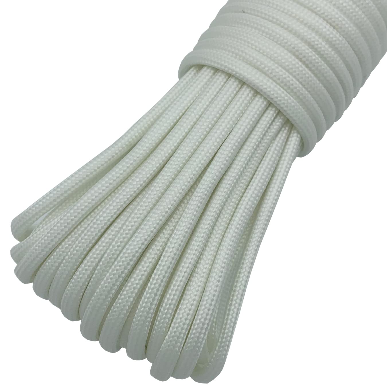 Sznurki Paracord 4 mm, Luminous Glow in The Dark Line, parachute Cord, 9 rdzeniowych sznurków, "zrób to sam", ręcznie robione, do bransoletek, breloczków do kluczy, liny namiotowej (15 m, białe)
