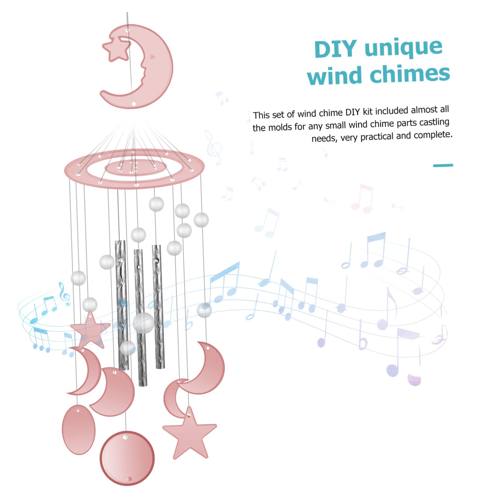 SHINEOFI 4sets Completo Di Stampo Silicone Per Eolici Kit Fai Da Te Per Creare Wind Chimes Materiale Flessibile Per Progetti Creativi Inclusa Guida Inglese Per Attività