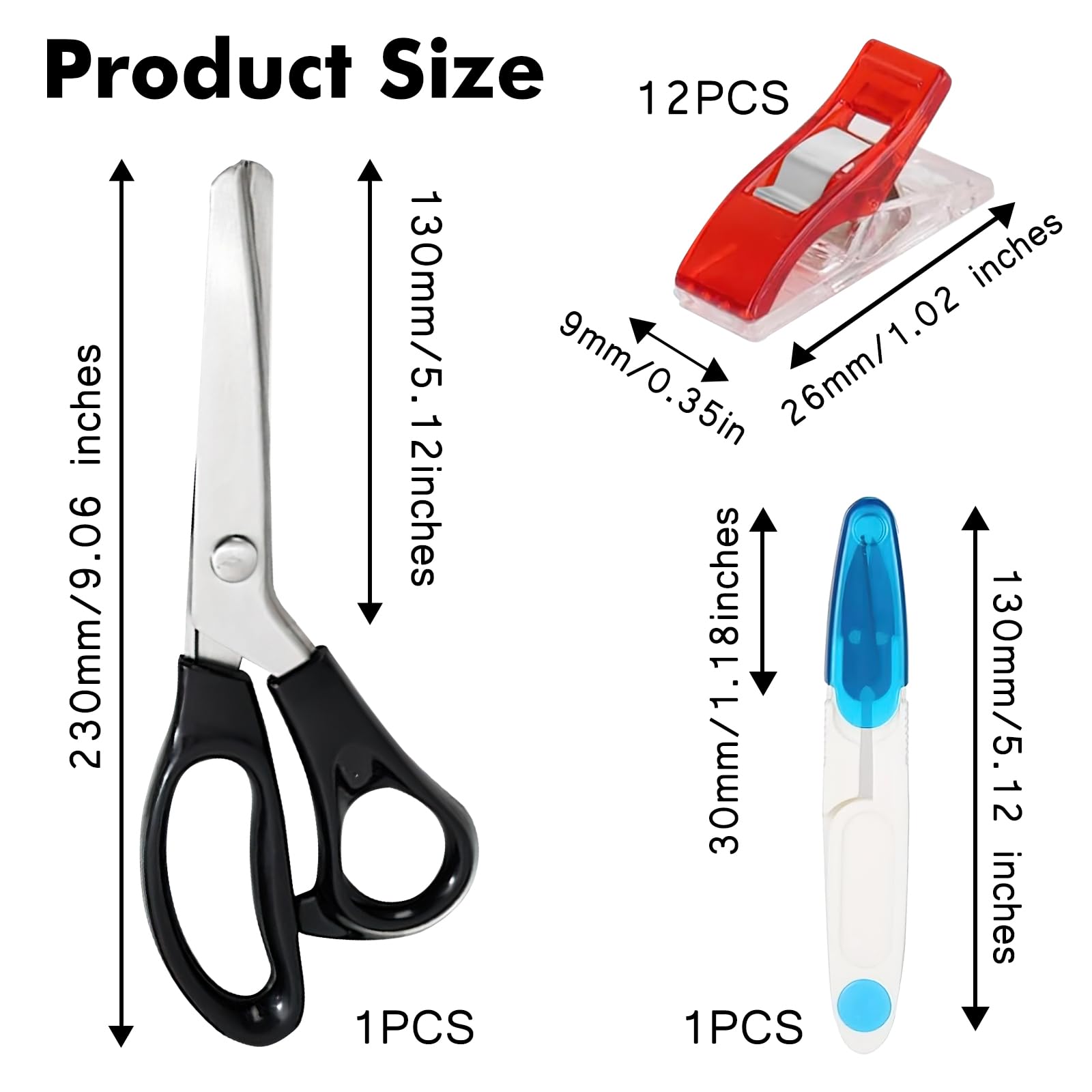 Fabric Scissor Set, Professional Dressmaking Scissors, Black Wavy Edge Craft, Comfort Grips Handled - Image 2