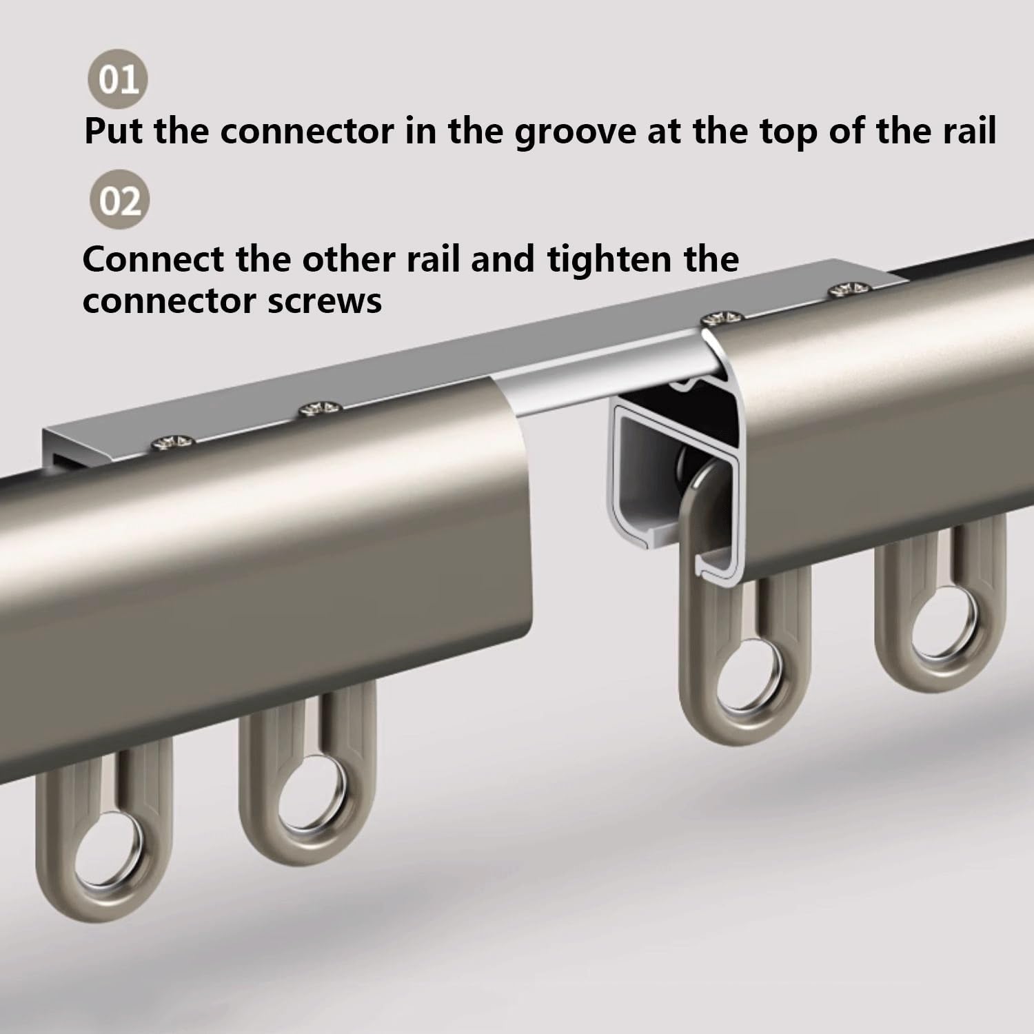Heavy-Duty 1.7m Curtain Track - Robust Double Rail for Ceiling/Wall Mount, Ideal for Bunk Beds, Bay Windows, Room Dividers - Stylish Gold Finish