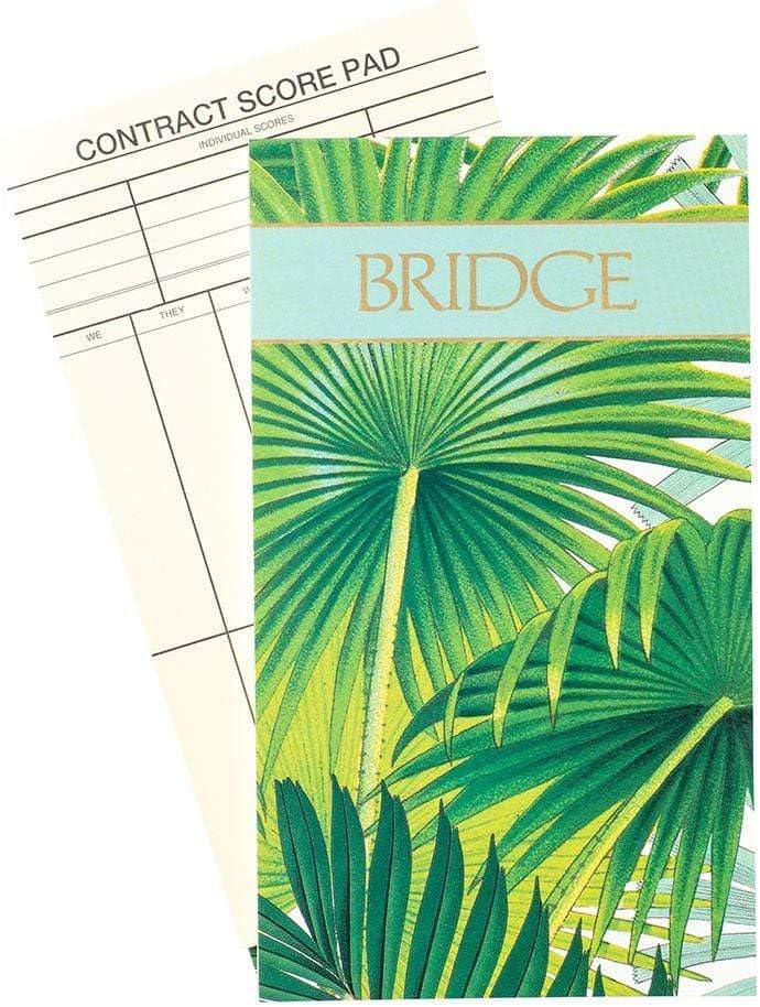 Caspari Palm Fronds Bridge Gift Set – 2 Playing Card Decks & 2 Bridge Score Pads, Regular Type Cards, Decorative Green Gift Box