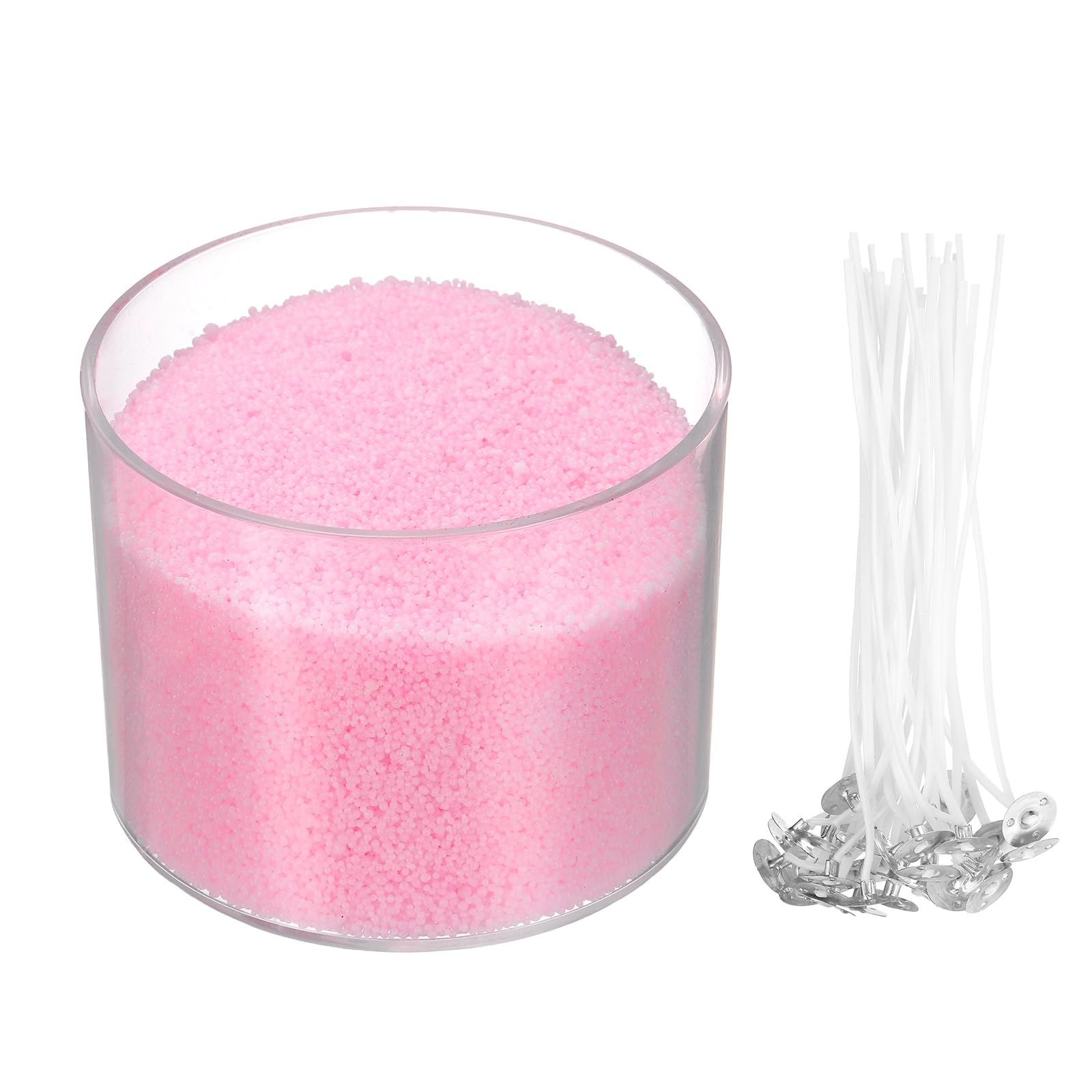 sourcing map Pearled Sand Candles with 30 Pcs Wicks 14Oz / 400g Candle Beads Refillable Powder Sand Wax Making Kit for Thanksgiving Christmas Wedding Party DIY Home Crafts, Pink