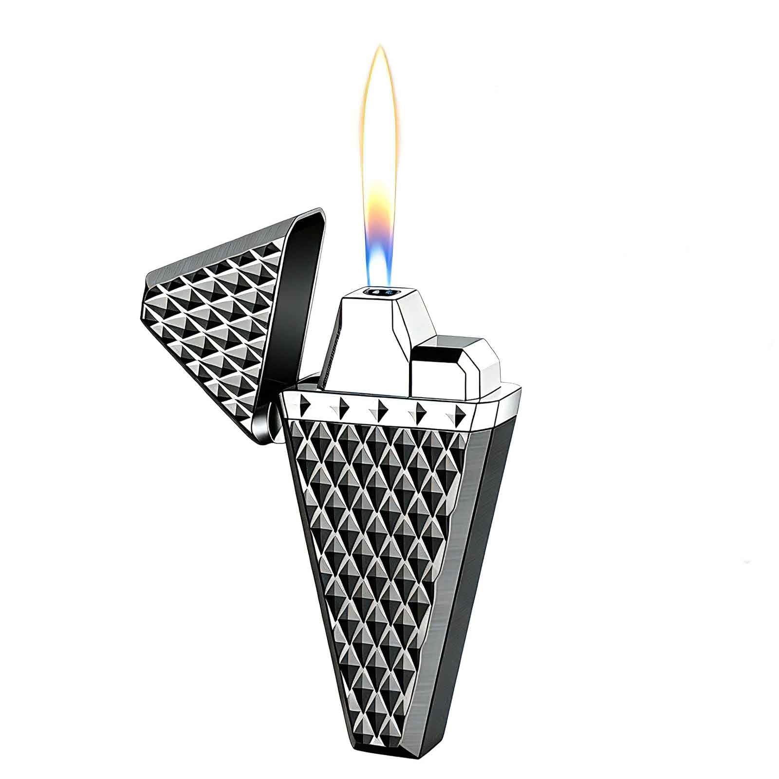 Encendedor de antorcha resistente al viento con doble llama ajustable de butano