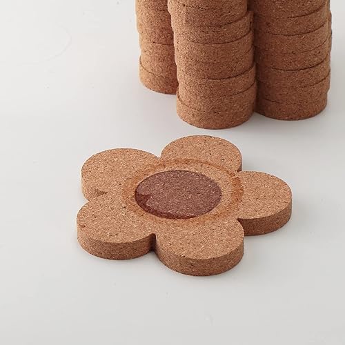 Miniatura 7 de Juego de 12 posavasos de corcho de 38 pulgadas de grosor para bebidas, absorbentes y reutilizables, 100% corcho natural de 4 pulgadas, forma de