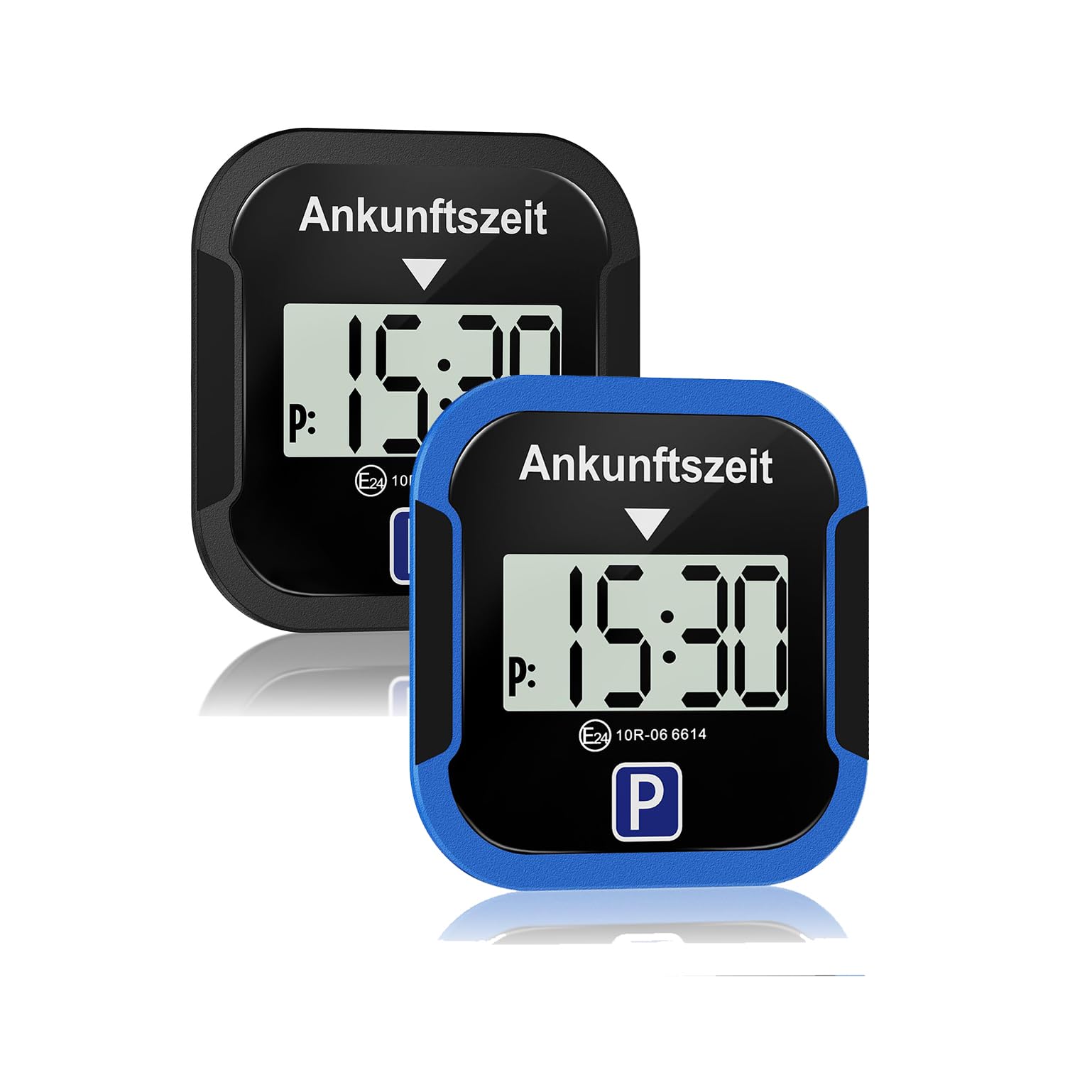 TEOV Elektronische Parkscheibe mit Zulassung KBA fürs Auto - Digitale Parkuhr mit Nachtmodus und Taktungseinstellung, Großer Bildschirm, präzise Zeitmessung, Rund. Blau Schwarz
