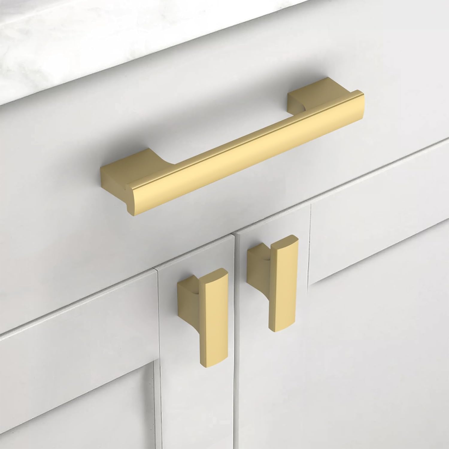 12 Pack Gold 4 Inch(102mm) Hole Center Kitchen Cabinet Handles Brushed Brass Cabinet Pulls Gold Drawer Hardware for Cupboard Dresser Handles Bathroom