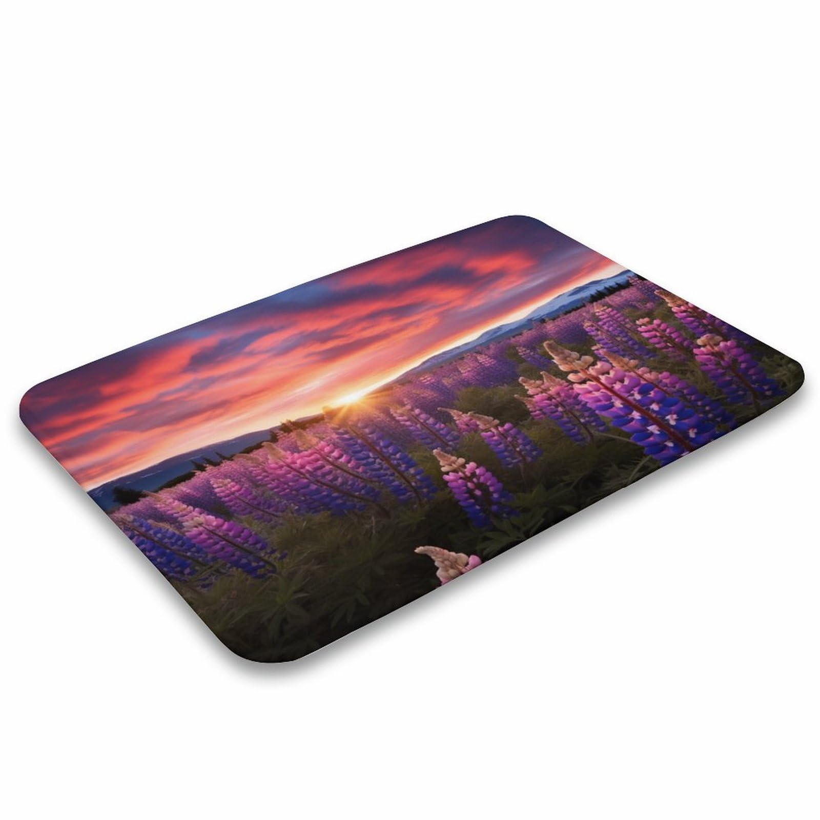 Nature Botanical Pattern Bathroom Mats Rugs Lupines Flowers New Zealand Memory Foam Carpets Non Slip Shower Mat for Tub Shower 20
