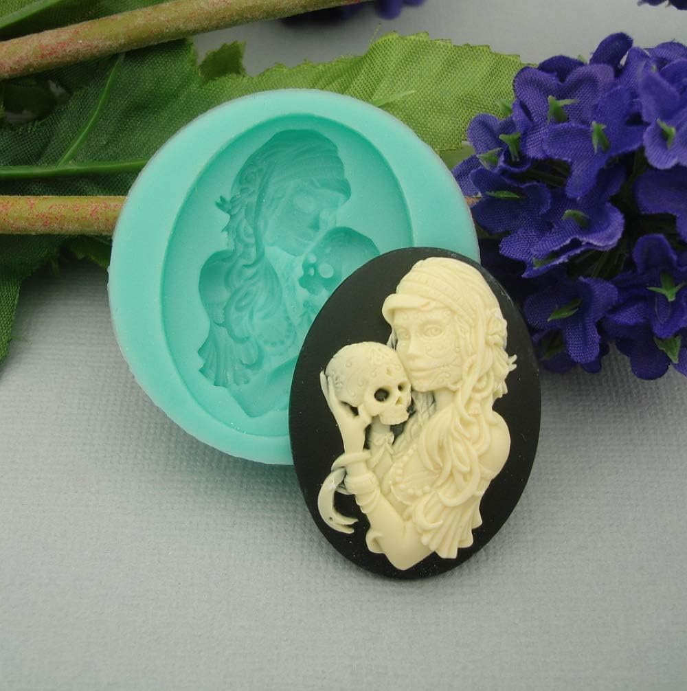 Findings Stop Brand Silicone Mold Mother and Child Skeleton Cameo Flexible for Crafts, Jewelry, Resin, Scrapbooking, Polymer Clay
