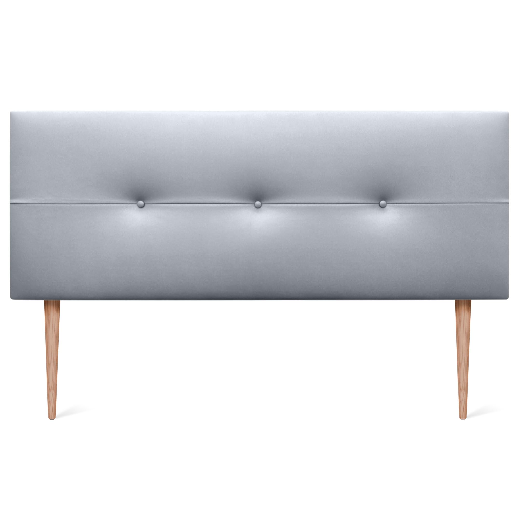 DHOME Cabecero Cabezal tapizado en Polipiel o Tela AQUALINE con Patas cabeceros Cama (Polipiel Plata,135x105cm (Camas 120/135/140))