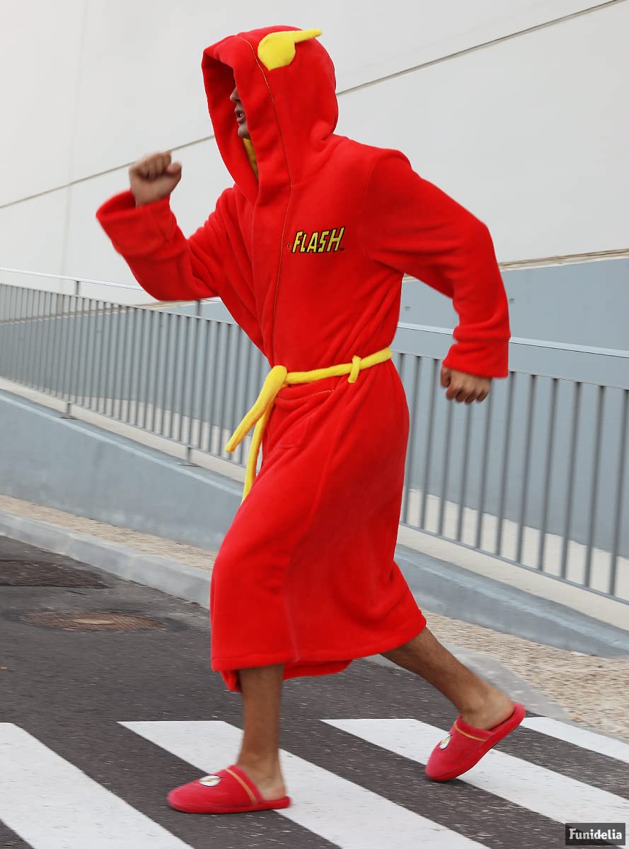 Funidelia | Bata de Flash para hombre Superhéroes, DC Comics - Accesorios & merchandising - Regalos originales para Navidad, cumpleaños y otras celebraciones - Talla L-XL - Rojo