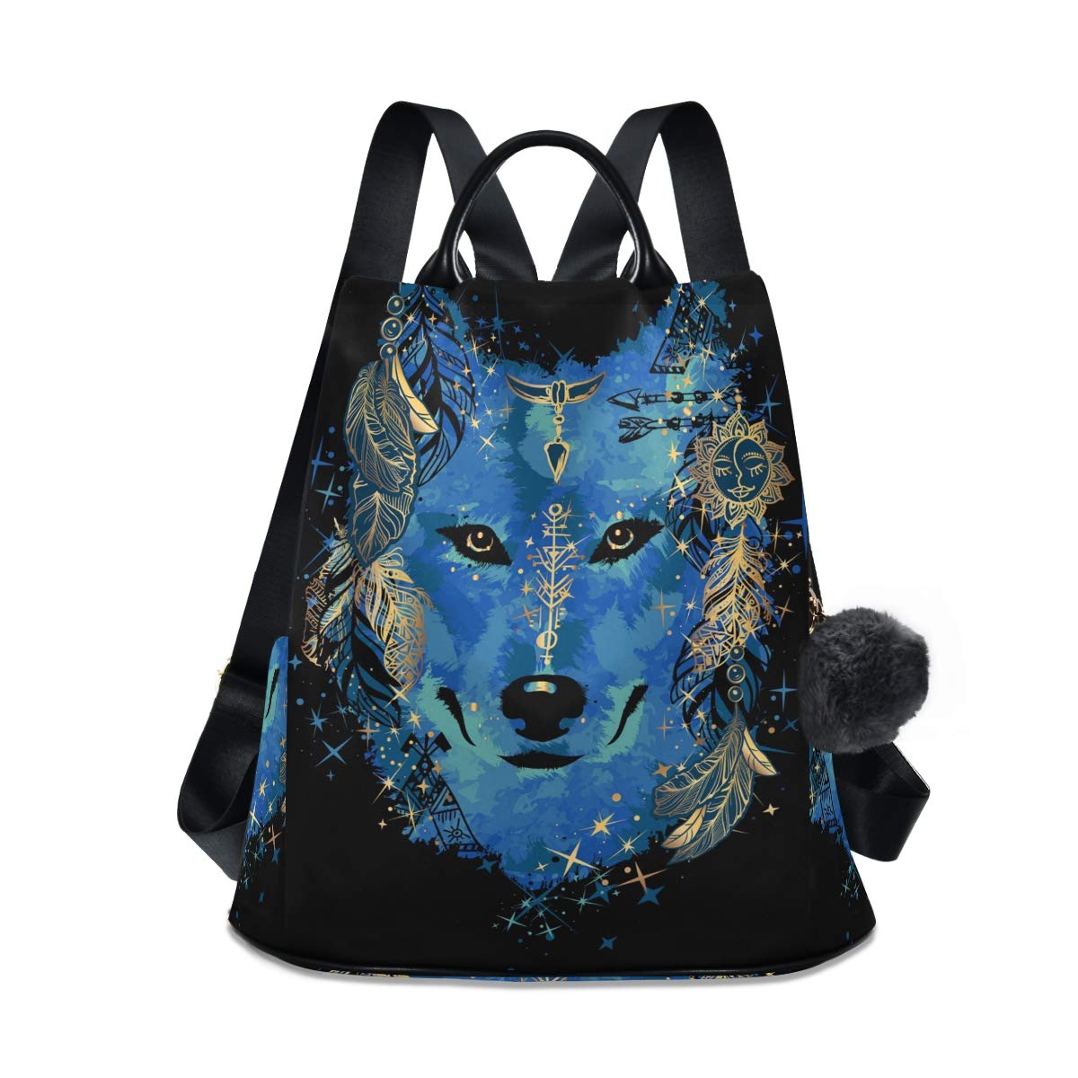ALAZA Watercolor Tattoo of Wolf Head Outdoor Backpack Bags for Woman