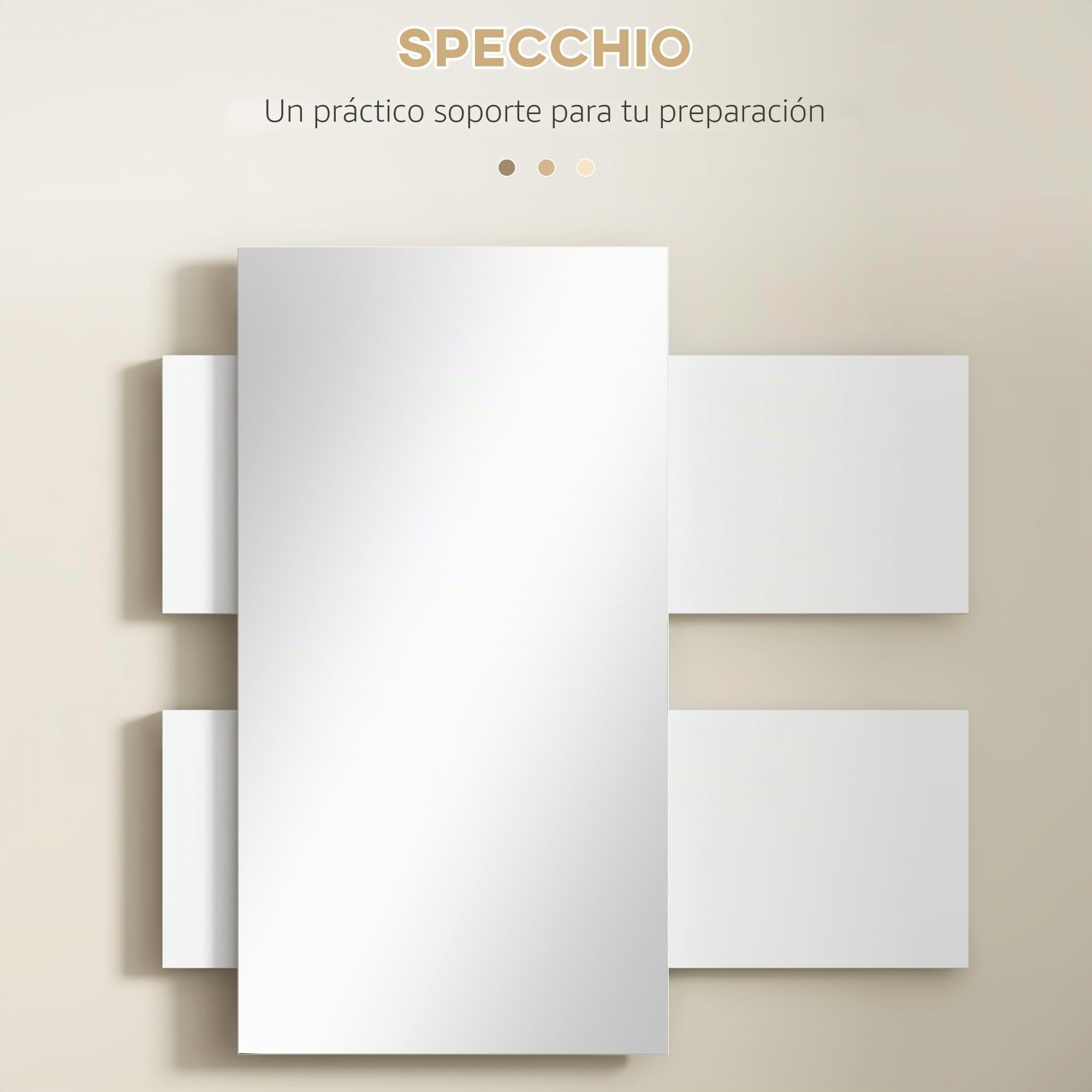 HOMCOM Juego de Muebles de Entrada Recibidor con Espejo y Cajón Recibidor Colgante para Pasillo Estilo Moderno 75x3,5x75 cm y 75x30,5x20 cm Blanco y Gris