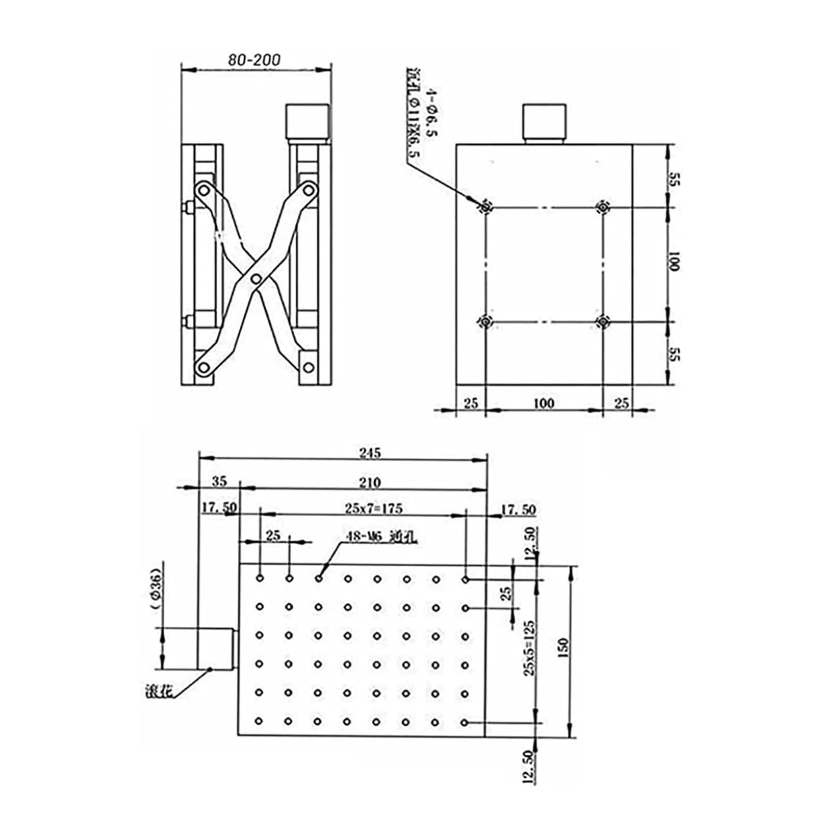 Mesa de plataforma de elevación manual Capaci de alta carga, elevación de eje Z ajustable para productos táctiles, instrumentos ópticos, accesorios, uso versátil