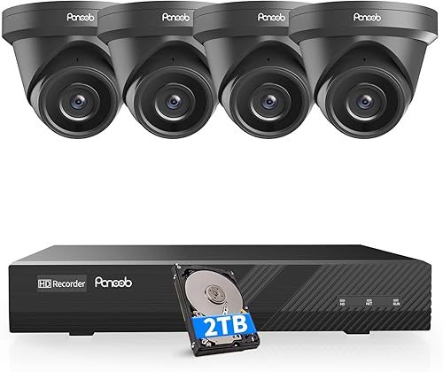 Miniatura 13 de Sistema de cámara de seguridad de 16 canales 4K PoE, cámara domo de torreta negra IP con cable de 8 MP con detección de vehículos humanos AI, 12Cams