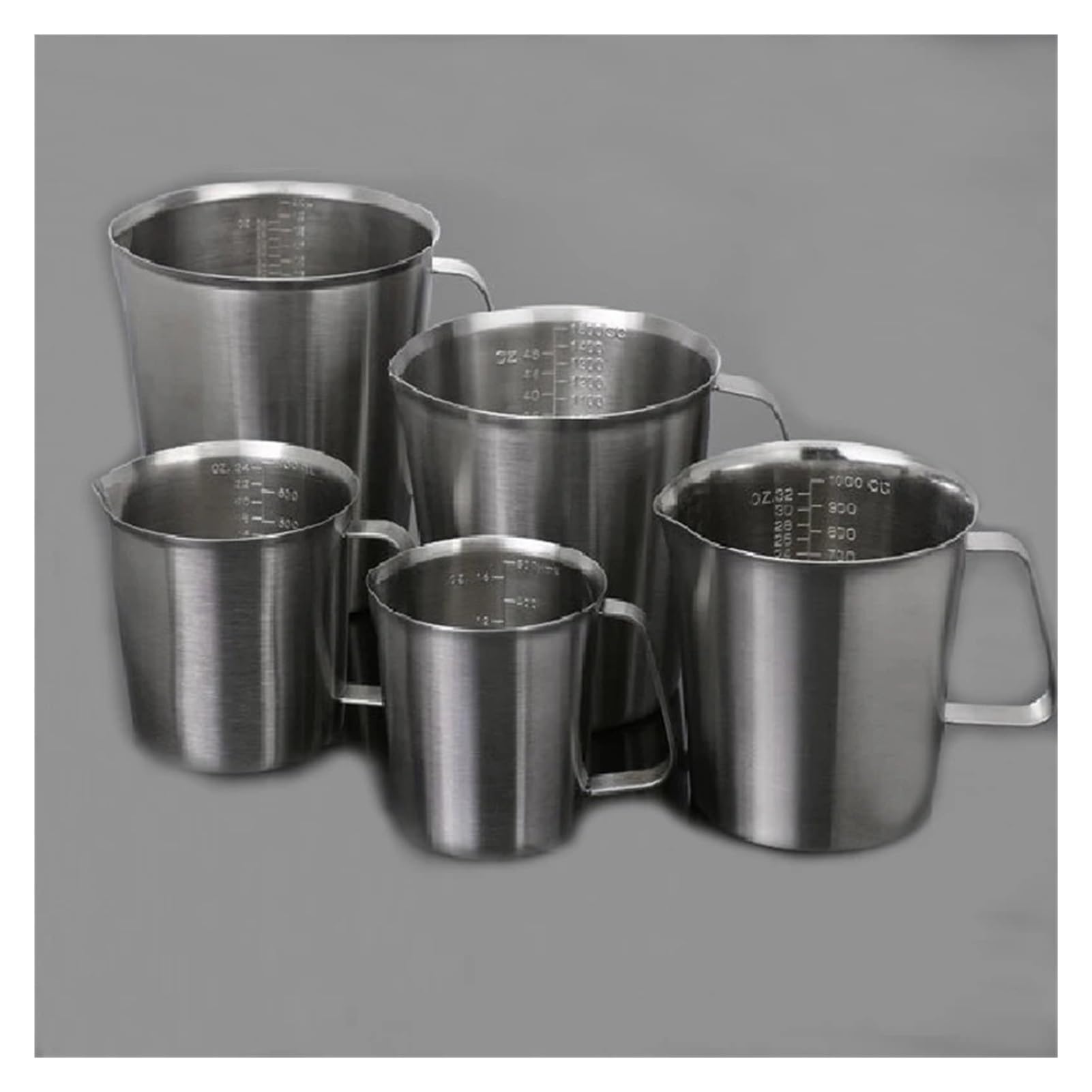 Vaso medidor de acero inoxidable 304 de boca grande con asa Vaso graduado Equipo de laboratorio o herramientas de cocina(1000ml)