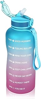MYFOREST 2200ml/74oz Large Water Bottle, Time Marker for Motivational Hydration, Drop-proof, BPA-free, Flip Top Nozzle/Str...