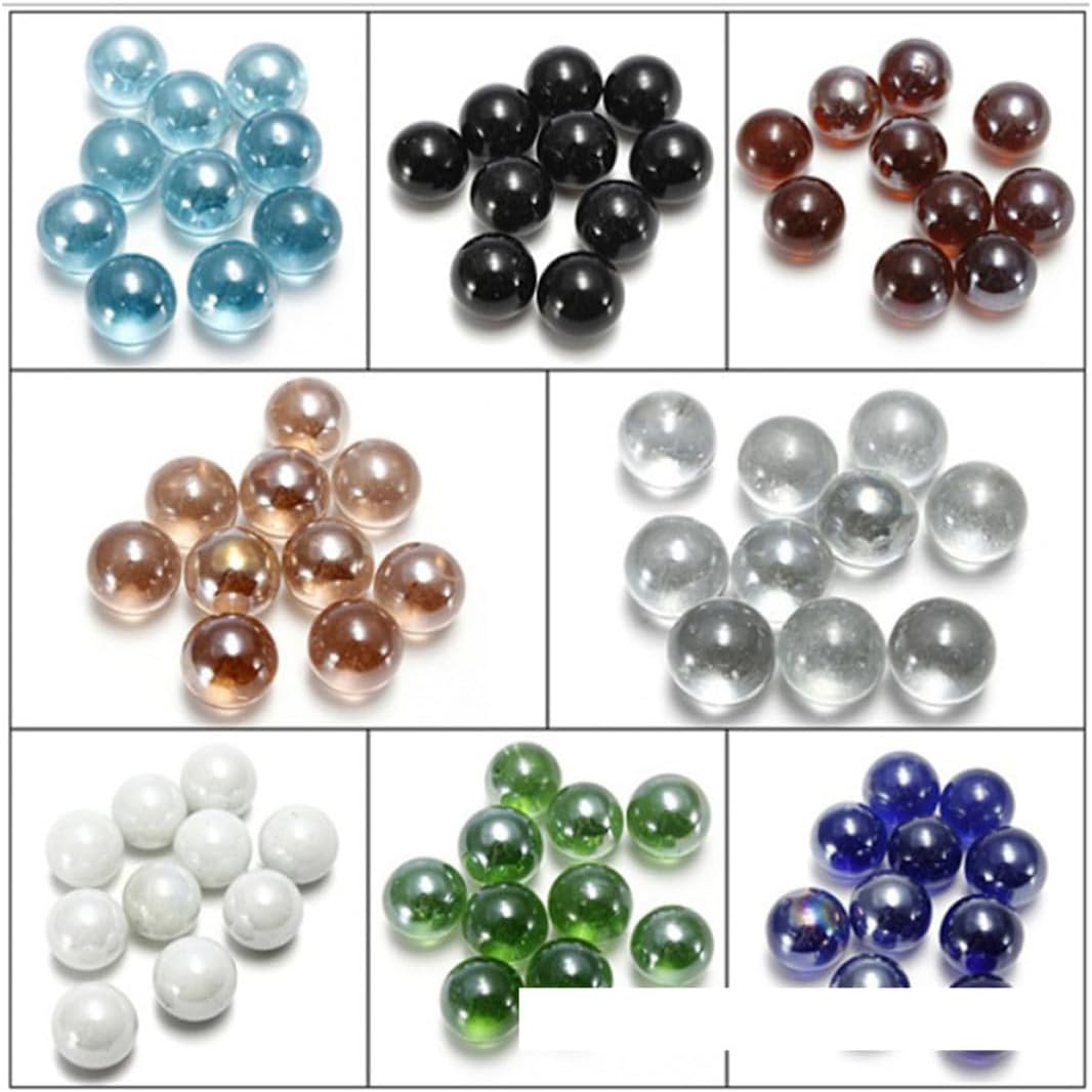 Healifty 40pcs Glass Marbles 16mm Round Shooter Beads, Lightweight and Safe Use, for Marble Game and Outdoor Playing Random Color