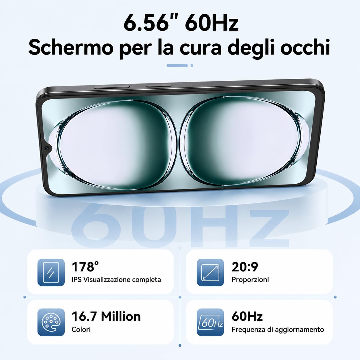 Smartphone Offerta Android, Batteria 5000mAh Telefono Cellulare, Smartphone 6.56 Pollici HD+, 6GB+64GB/TF 2TB Cellulari, Fotocamera 13MP+8MP, Telefoni 4G Dual SIM, Face ID/GPS, Garanzia 3 Anni, Nero