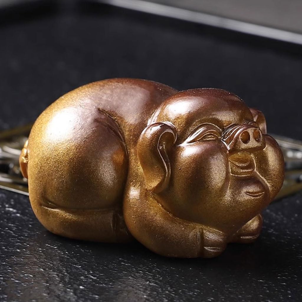 Ręcznie robiona statuetka herbata zwierzę domowe mini zmieniająca kolor świnka herbata ozdoba dla zwierząt domowych herbata zabawa dekoracja zestaw do herbaty Kung Fu akcesoria do stolika