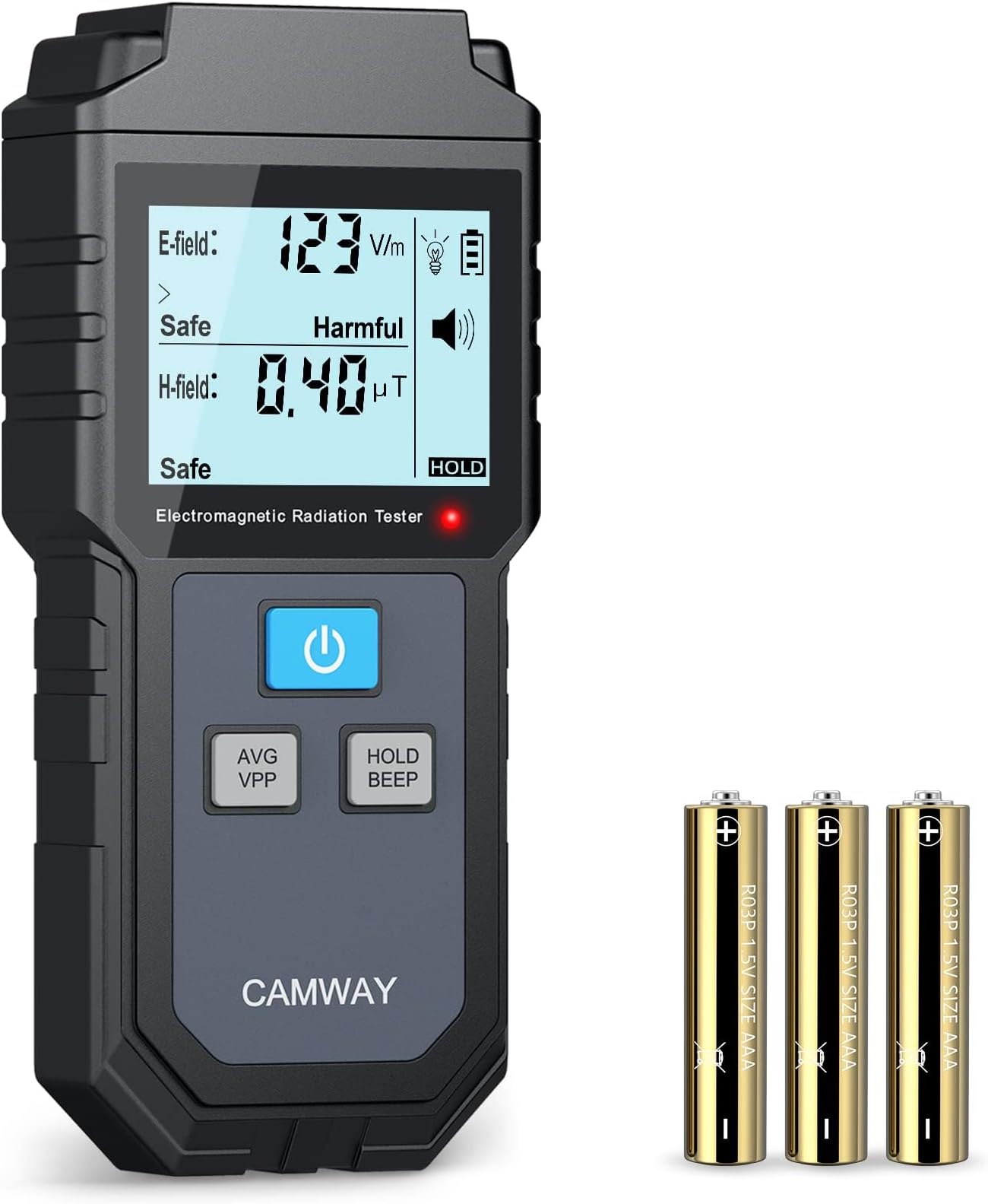 CAMWAYEMF Meter, Electromagnetic Field Detector Handheld Mini Digital Backlight LCD EMF Detector Sound and Light Alarm for Home EMF Inspections, Office, Outdoor, Ghost Hunting