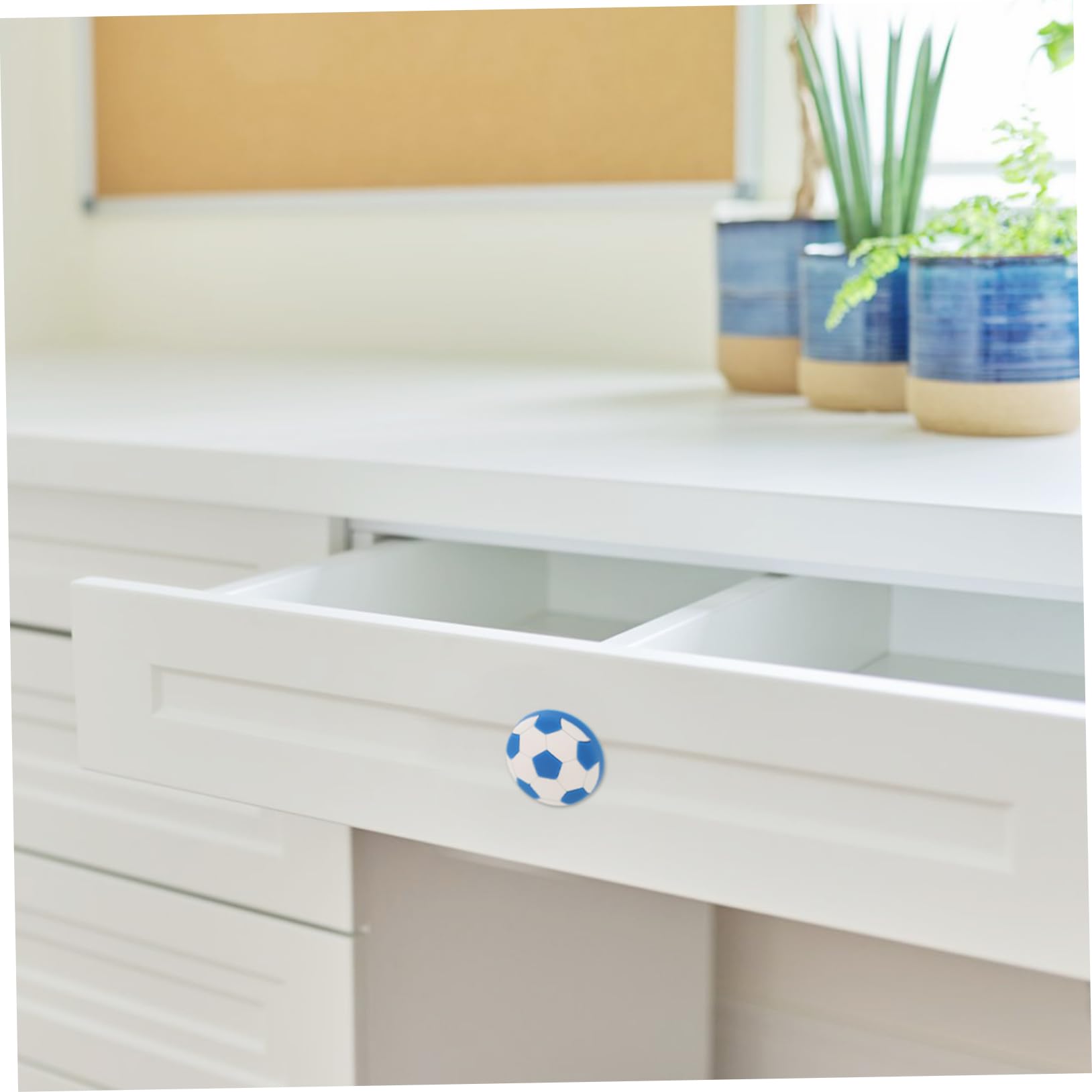 NULYLU Door Knobs 4pcs Cartoon Silicone Handles for Boys and Girls Soccer Cabinet Kitchen Cupboard Wardrobe