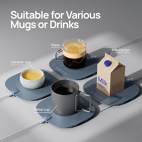 Miniatura 4 de Calentador de taza de café, almohadilla de silicona de calentamiento automático para botella de leche, café, bebidas, té, portátil y enrollable