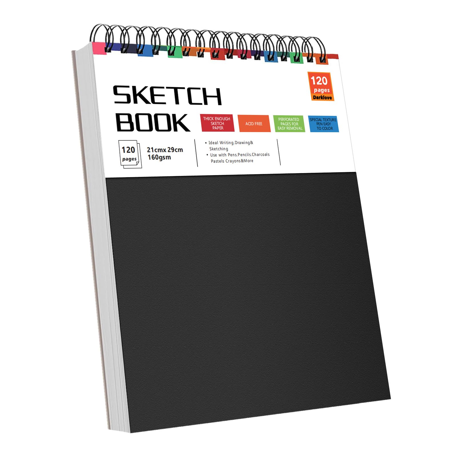 Portable Hardcover Sketchpad Coil Binding Drawing Pad Tearable Pages for Artists Beginner Outdoor Sketching Doodling Portable Art Pad