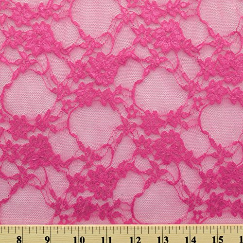Giselle Stretch Floral Lace Hot Pink 58 Inch Wide Fabric By The Yard (F.e. #TOP4
