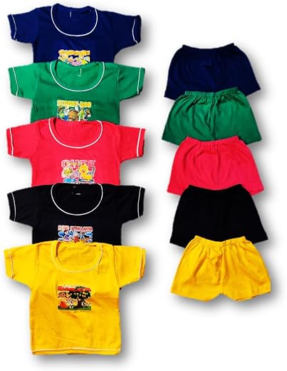 Jimmy Jammy - Unisex Clothing Set for Baby Boy and Baby Girl 100% Cotton Tshirt and Shorts Set | Pack of 10 (5 Tshirt + 5 ...