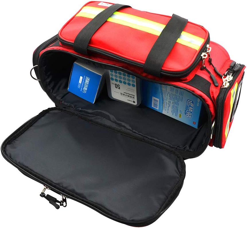 EMT Camping First Aid Trauma Kit Emergency Responder Bag Red Medical Bag with Belt for Car Empty 19.6 X 9.8 X 7.8 Inch : Tools & Home Improvement