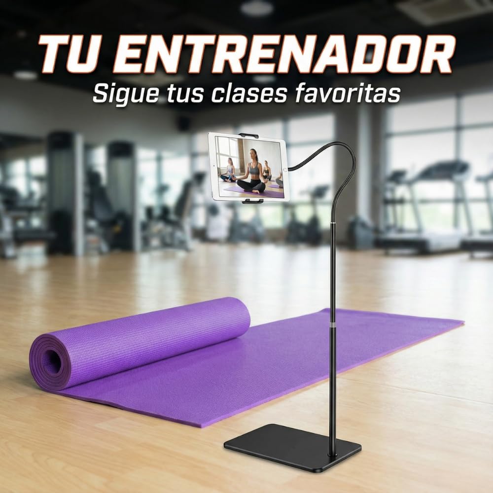 Soporte de Suelo para Tablet y Móvil 135cm Cuello de Cisne Flexible 360° Base Estable Universal Compatible con iPad Pro Air Mini Samsung Galaxy Tab iPhone Switch 12-18cm