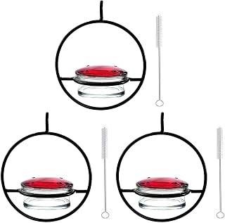Beautiful Circular Hanging Hummingbird Feeder, Outdoor Hanging Humming Bird Feeder Ant and Bee Proof, Hummingbird Feeds for Outside Garden, Backyard, Patio & Deck (3pcs)