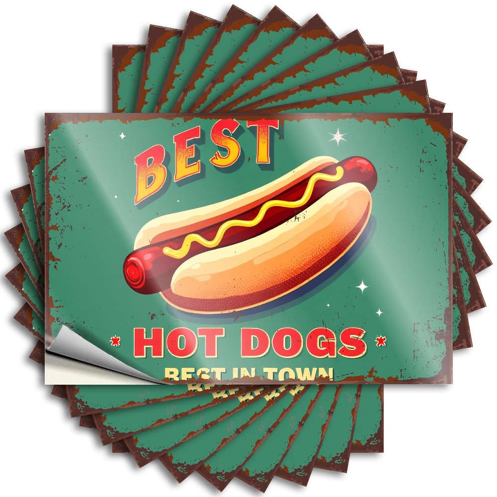 Mancave Stuff for Men Hard Stickers | Best Hot Dogs - Best in Town! Positive for Free Decor(12X18CM)