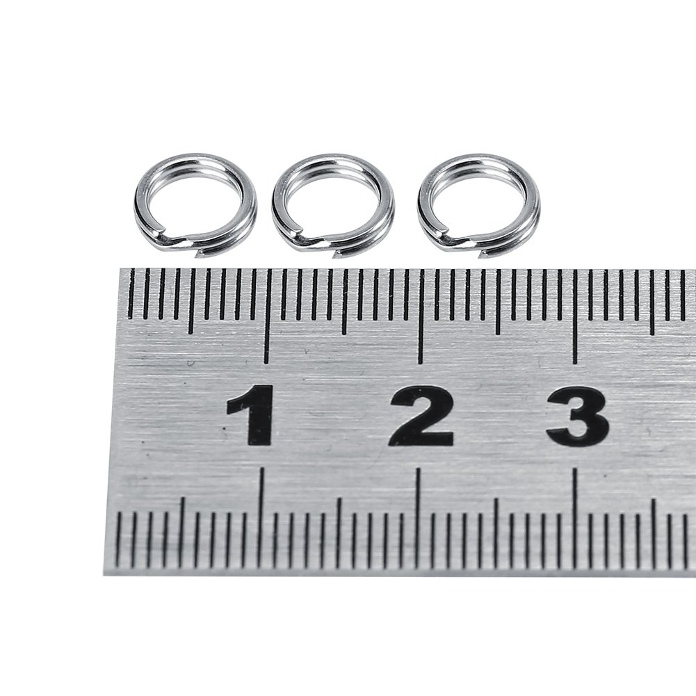 50pcs/100pcs Stainless Steel Fishing Tackle Bait Double Circle Split Ring Connector Split Ring Lure for Fishing Tackle Kit(A 8#)