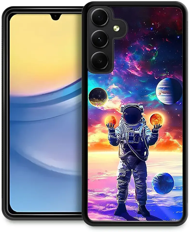 CARLOCA Compatível com Samsung Galaxy A15 5G, padrão planeta mundo do astronauta azul ultra proteção à prova de choque macio silicone TPU antiderrapante traseira para Samsung Galaxy A15 5G