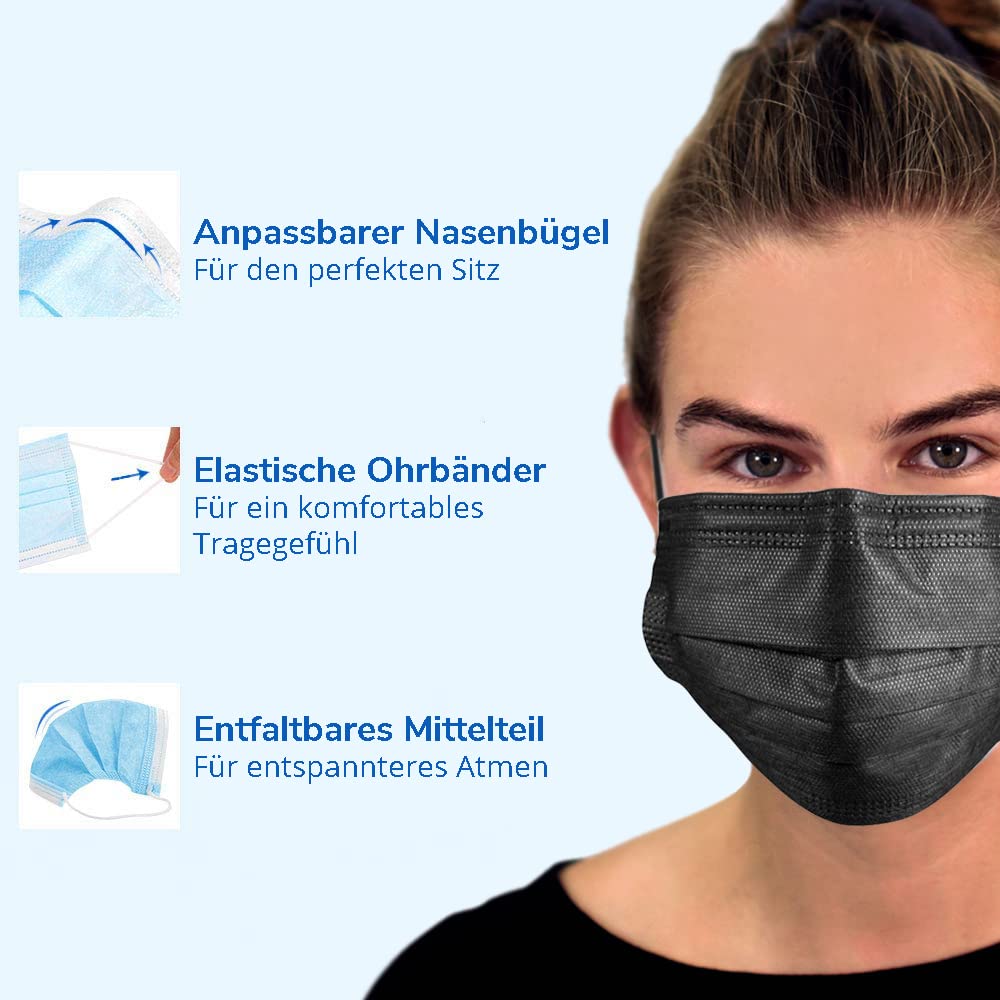 RESP Medizinische OP Maske - MADE IN GERMANY Typ IIR CE Zertifiziert 40 Stück Mundschutz Masken medizinisch für Erwachsene Einwegmaske Chirurgische Mund - Nasen Schutzmaske Einwegmasken