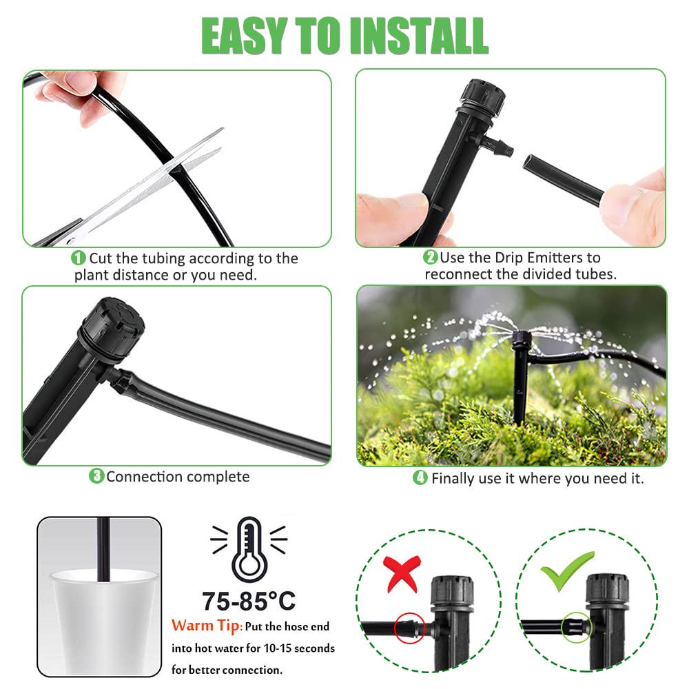 36 Irrigatori A Goccia Regolabili 360° Con Picchetto - Per Tubo 1/4, Sistema Di Irrigazione Giardino, Vasi E Aiuole