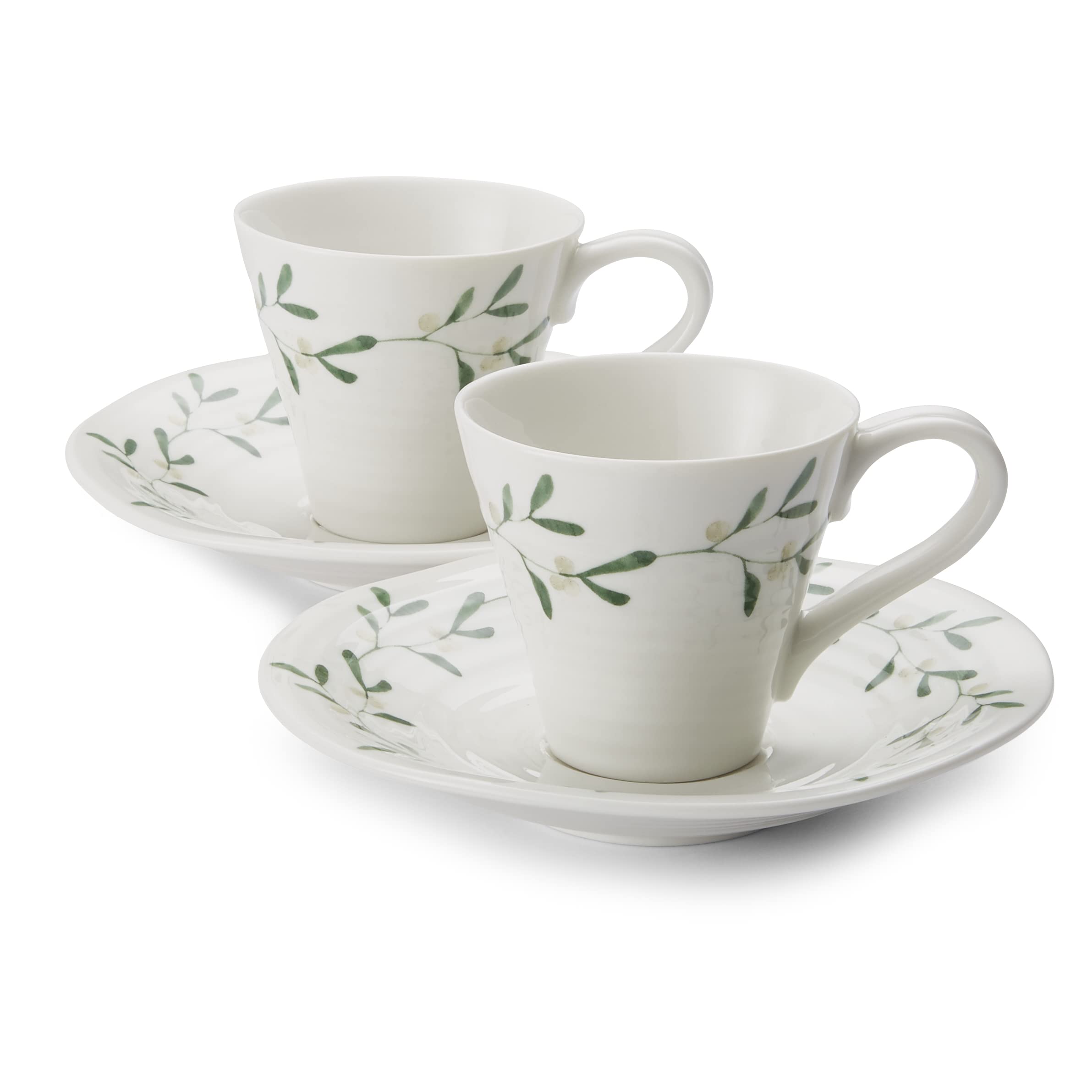 Portmeirion  Sophie Conran Mistletoe Espresso Cups Set - White