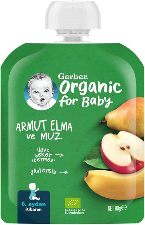Gerber Organik Armut Elma ve Muz Püresi 90 g