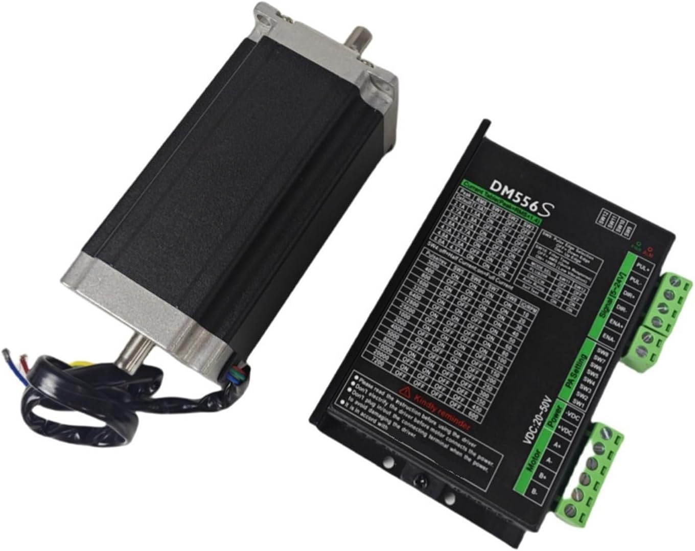 23HS2430B 8mm Daul Shaft Nema23 57 Stepper Motor 425oz-in 112mm 3A 2.8N.m 1.8° Hybrid with DM556S for Computerized Numerical Control Router Milling Machine(with Driver)