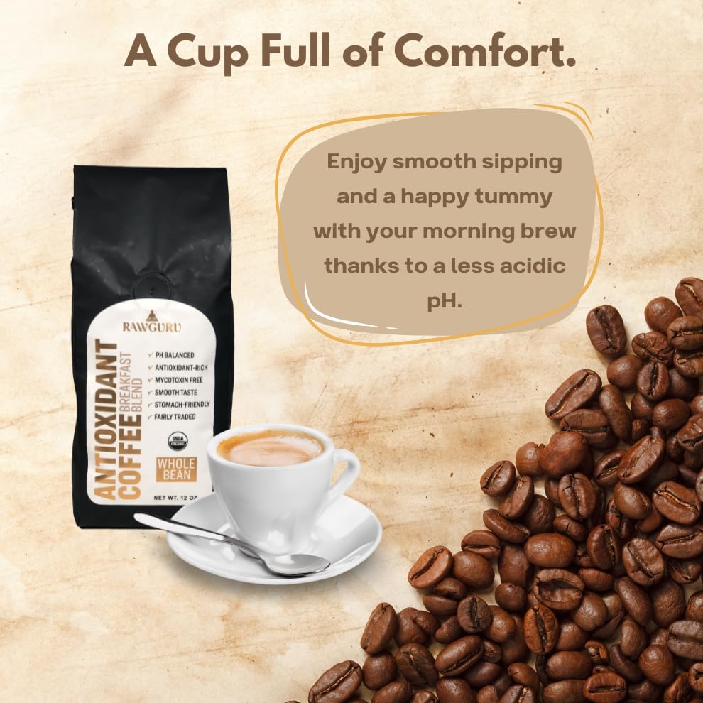 RawGuru Organic Antioxidant Coffee Breakfast Blend 12 oz miniatura 3