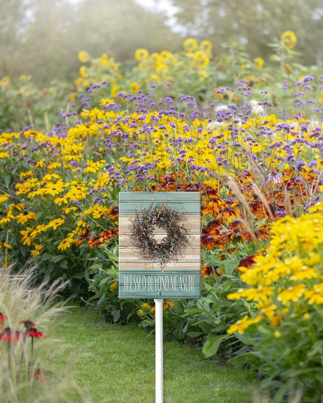 Geroclonup Palo in alluminio per esterni Autunno Decorazione rustica da giardino Palo Autunno Cartello da cortile Benvenuto nella nostra toppa Ornamenti per prato per portico giardino casa patio