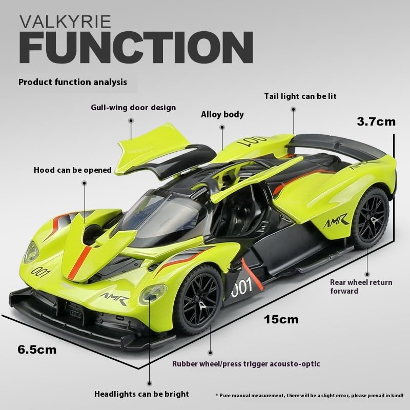 Image of Sky Tech Aston Martin Valkyrie AMR 001 Toy Car 1:32 Exclusive Alloy Metal Pull Back Die-cast Car Diecast Metal Pullback Toy car with Openable Doors & Light, Music Toys for Kids【Colors as Per Stock】