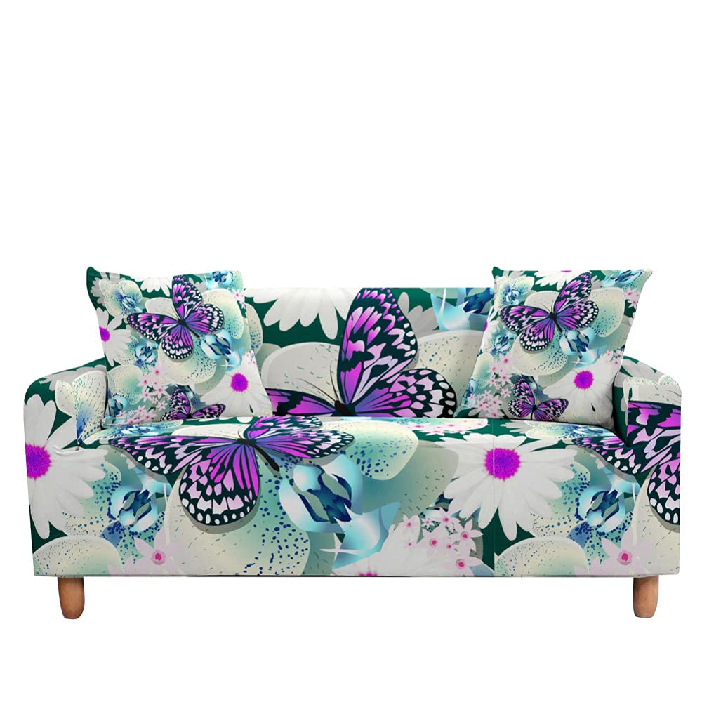 Housse de canapé extensible papillon 3 places pour chaise longue