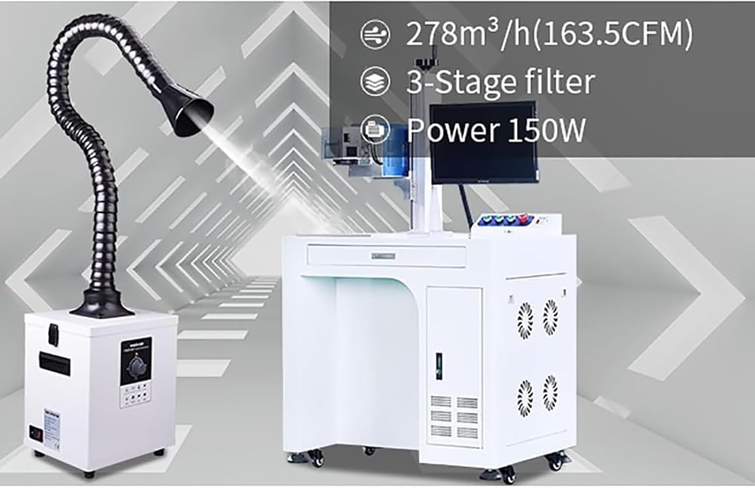 COYEUX Solder Fume Extractor, Welding Fume Extractor, 360° Universal Adjustable Smoking Pipe, for 3D Printer,DTF Printer Oven, Beauty Salon