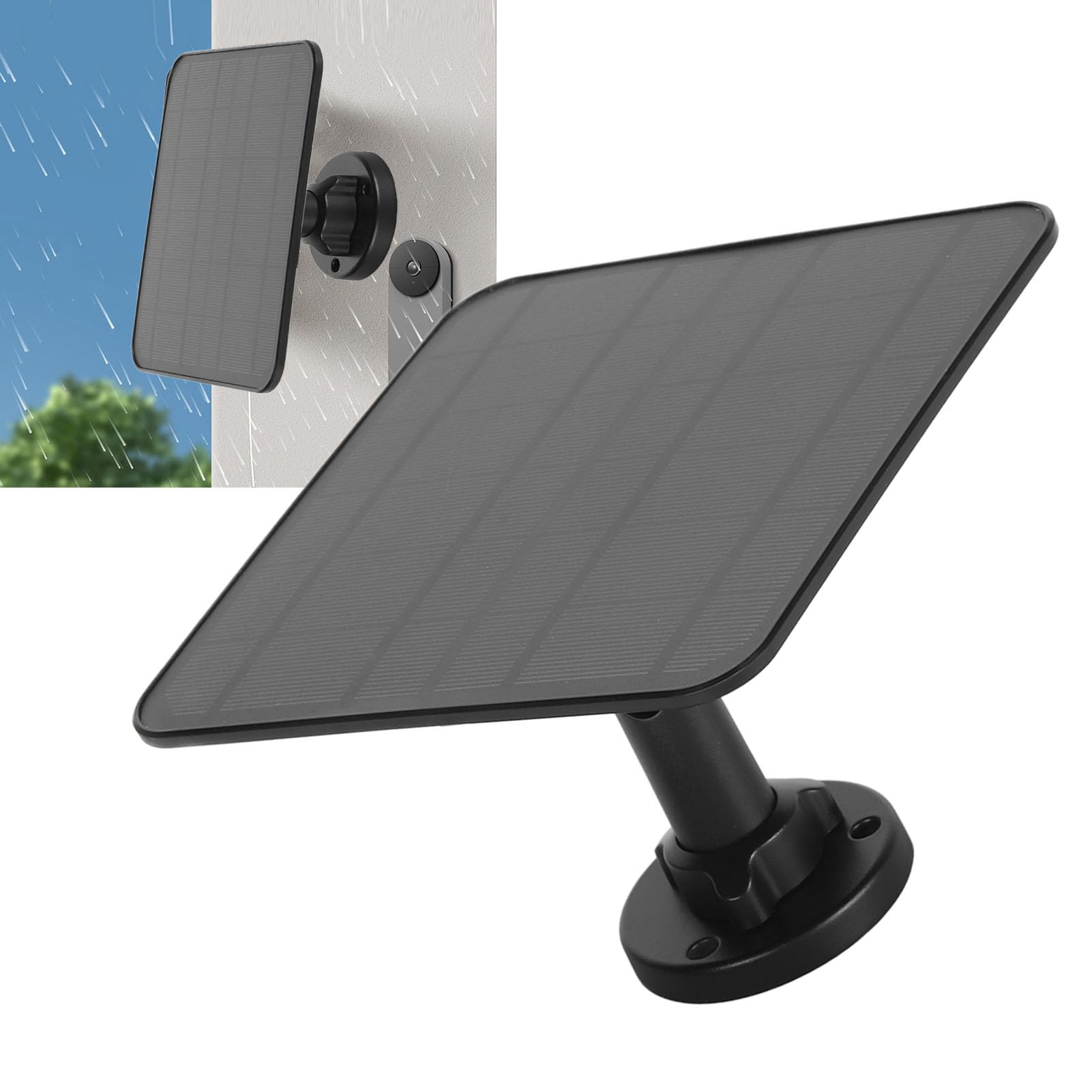 Caricatore per pannello solare da 12 W per telecamera di sicurezza, IP65, caricabatterie per pannello solare per esterni, con staffa per Arlo Pro 3 Pro 4 Ultra 2 2, silicone monocristallino (nero)