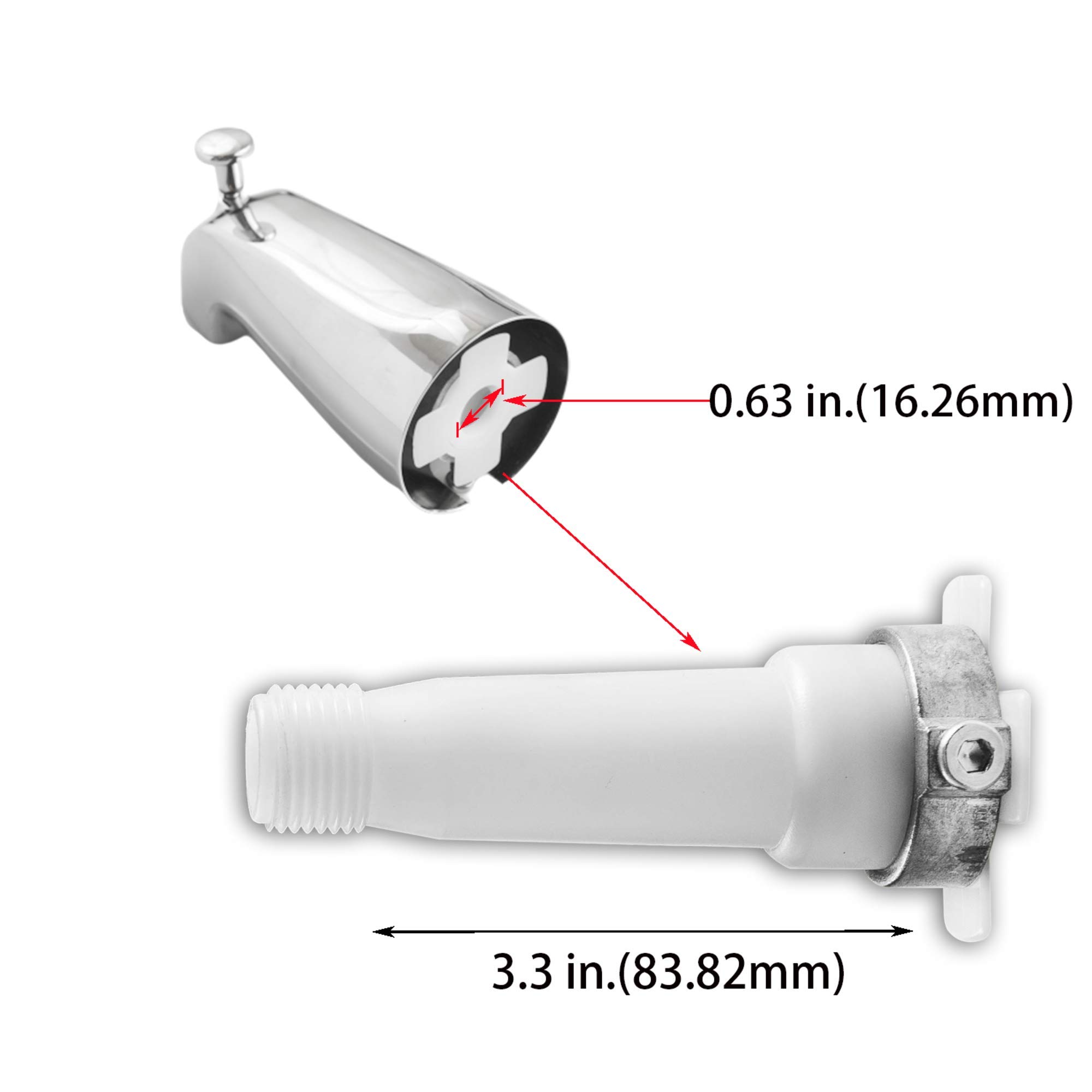 SENTO Bec De Baignoire Universel à Enfiler Sans Inverseur, Robinet De Baignoire En Metal Robuste Sans Inverseur De Douche Tuyau En Cuivre De 12 Cm Chrome Poli