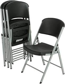 Lifetime 80407 Commercial Grade Folding Chairs 4-Pack Black/Silver - 500 lb Capacity, Durable Indoor/Outdoor Comfort