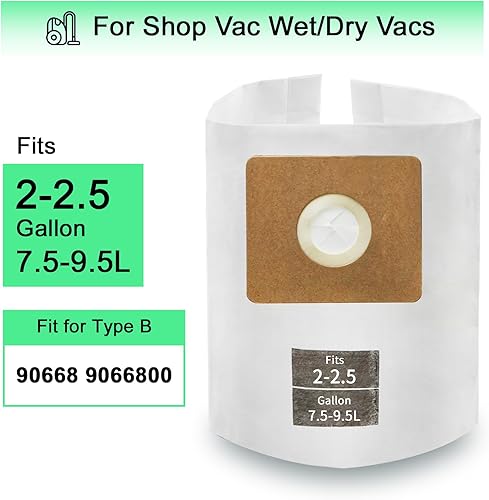 Miniatura 20 de Bolsas para aspiradora de 10 a 14 galones, tipo F 90662 9066200 9066233; tipo I 90672 9067200 9067233; VF2005, bolsas de filtro de vacío desechables