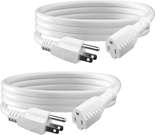 Vista 18 de BN-LINK Paquete de 2 cables de extensión para interiores y exteriores de 10 pies 16/3 SJTW, negro, 3 puntas, resistente a la intemperie y ignífugo